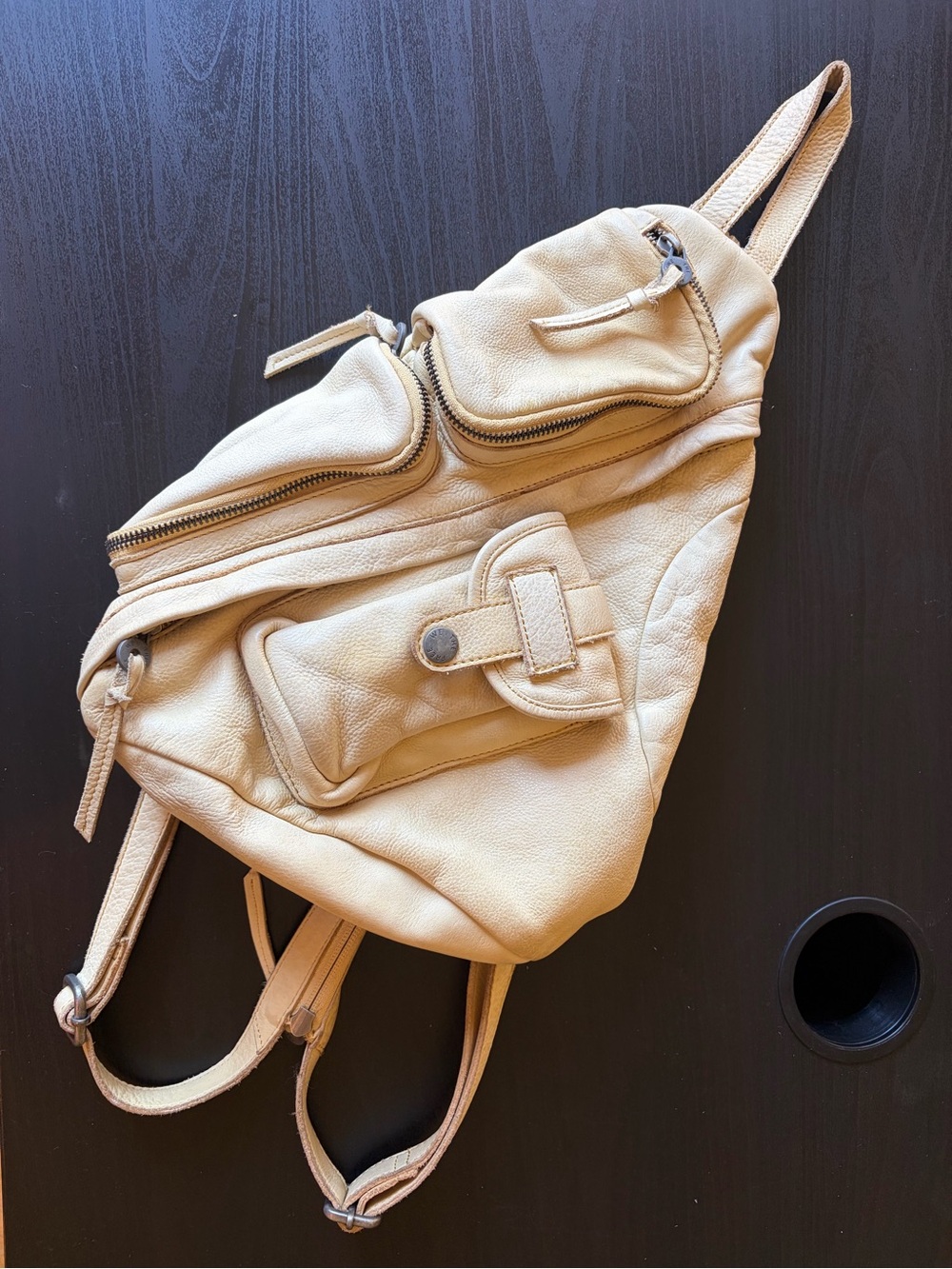 Free People Mustard Yellow Leather Backpack Sling Bag